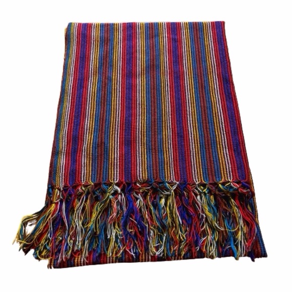 Colorful Mexican striped shawl / scarf / wrap - Picture 1 of 3
